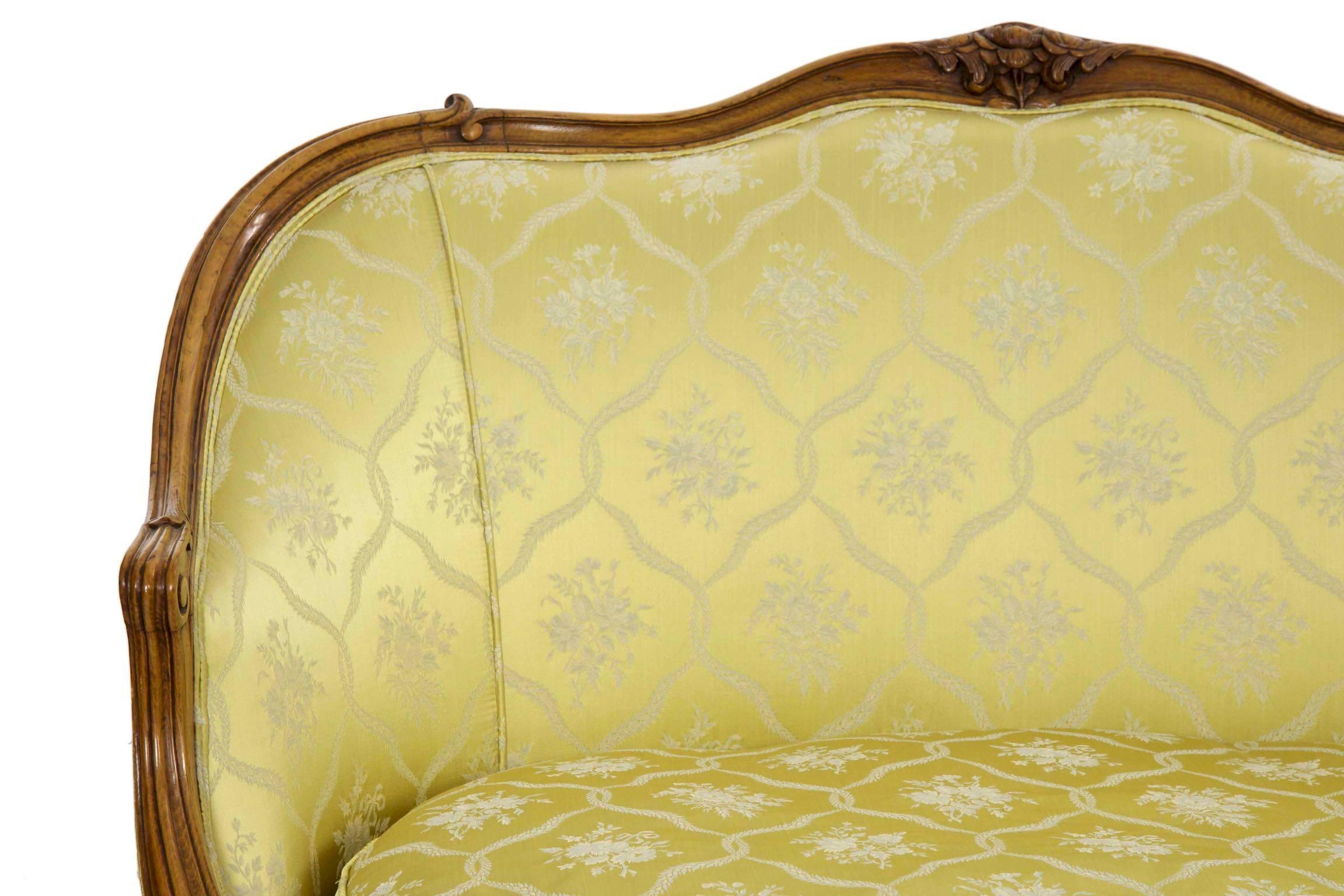 Fabric 19th Century French Louis XV Style Antique Canapé Sofa Settee