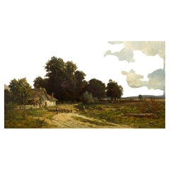 American Landscape Painting "Farm at Rockaway, New Jersey" by Carl Weber