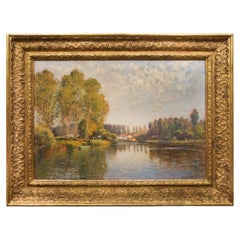 French Impressionism Landscape Painting of Sèvre Niortaise by Maurice Lemaître