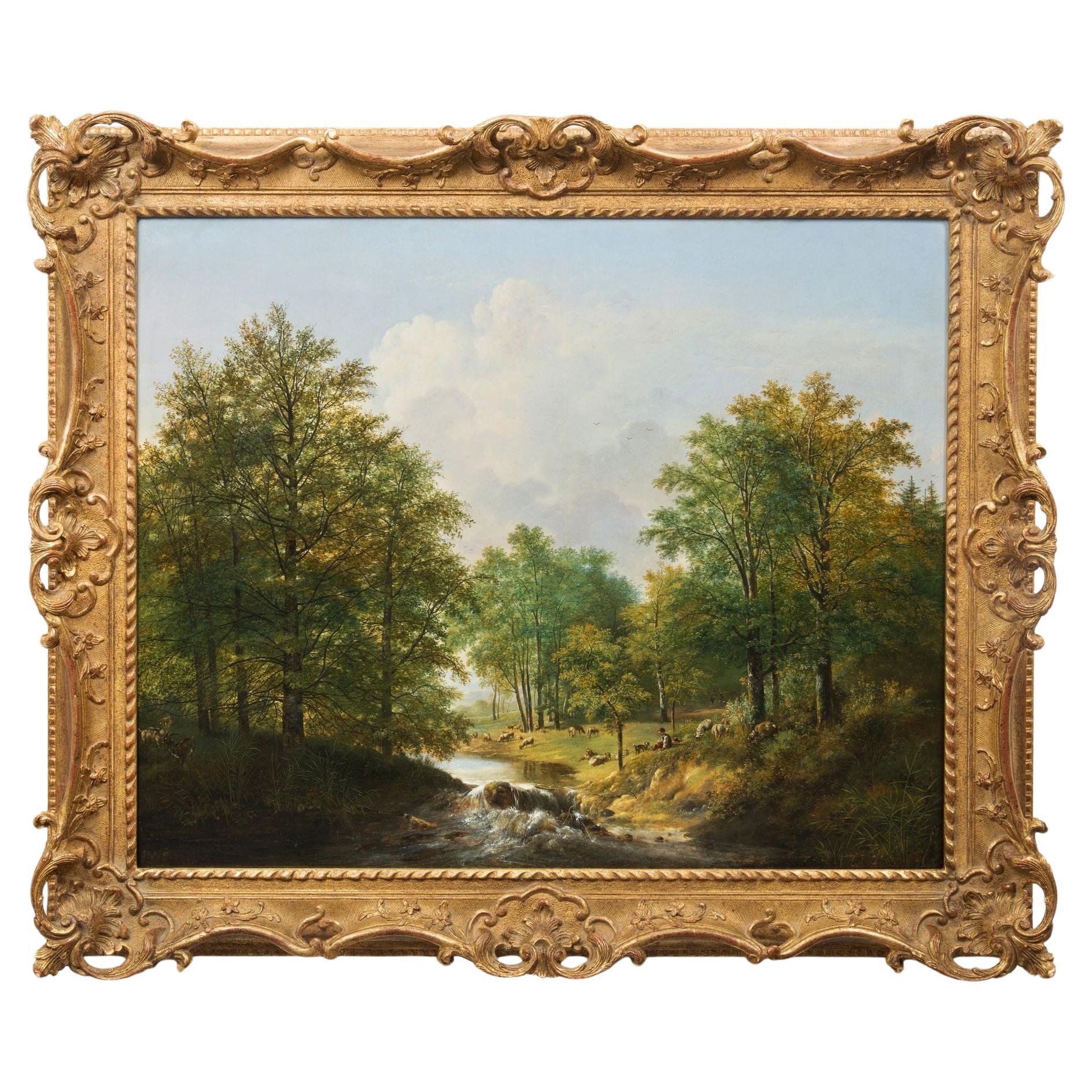 Landscape Painting "Shepherd & Flock" by Pieter Gerardus Van Os circa 1821 For Sale