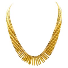 Vintage Italian 18k Yellow Gold "Fringe" Necklace by Uno-A-Erre