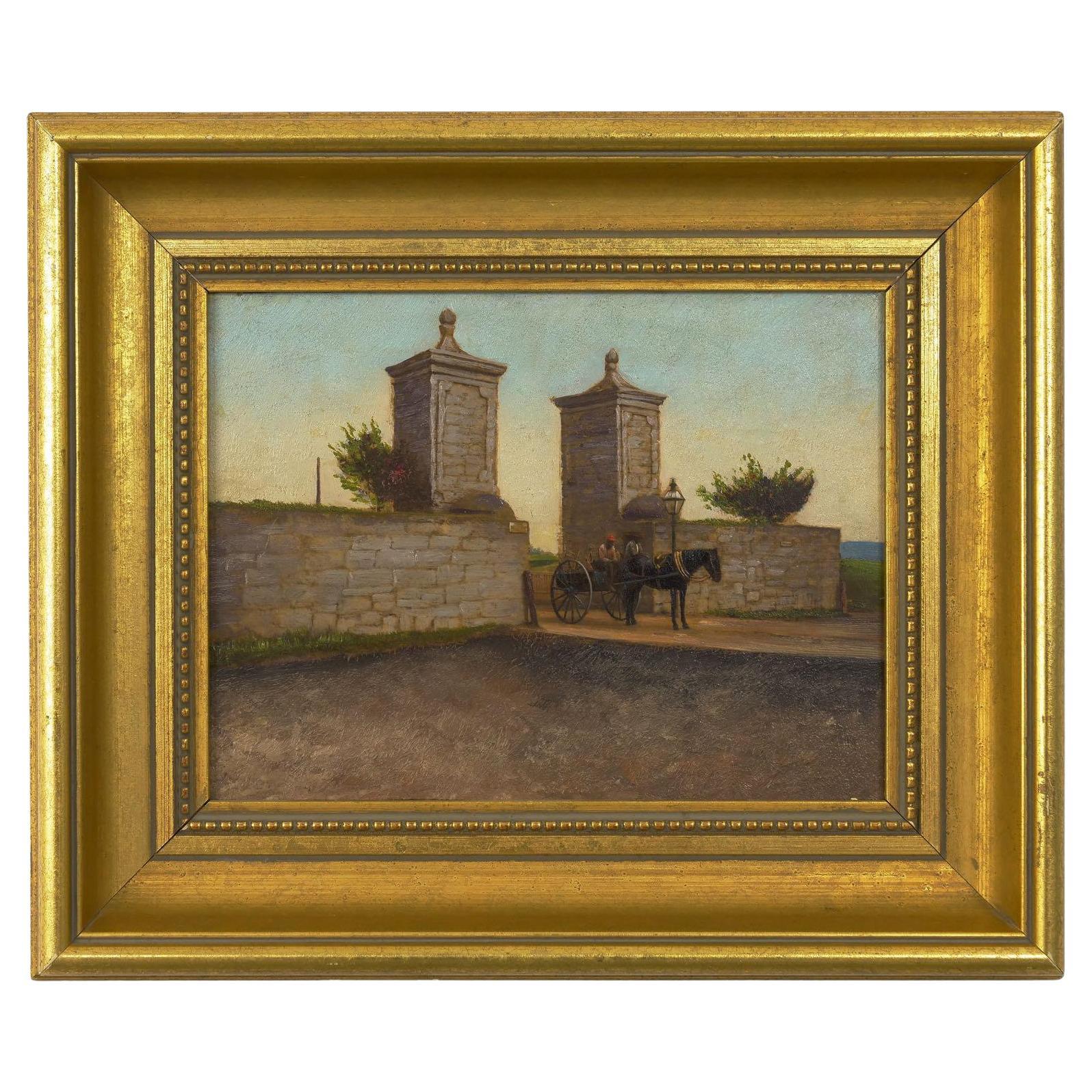 Oil Painting on Photograph "Old City Gate, St. Augustine, Florida" after John St For Sale