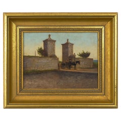 Vintage Oil Painting on Photograph "Old City Gate, St. Augustine, Florida" after John St