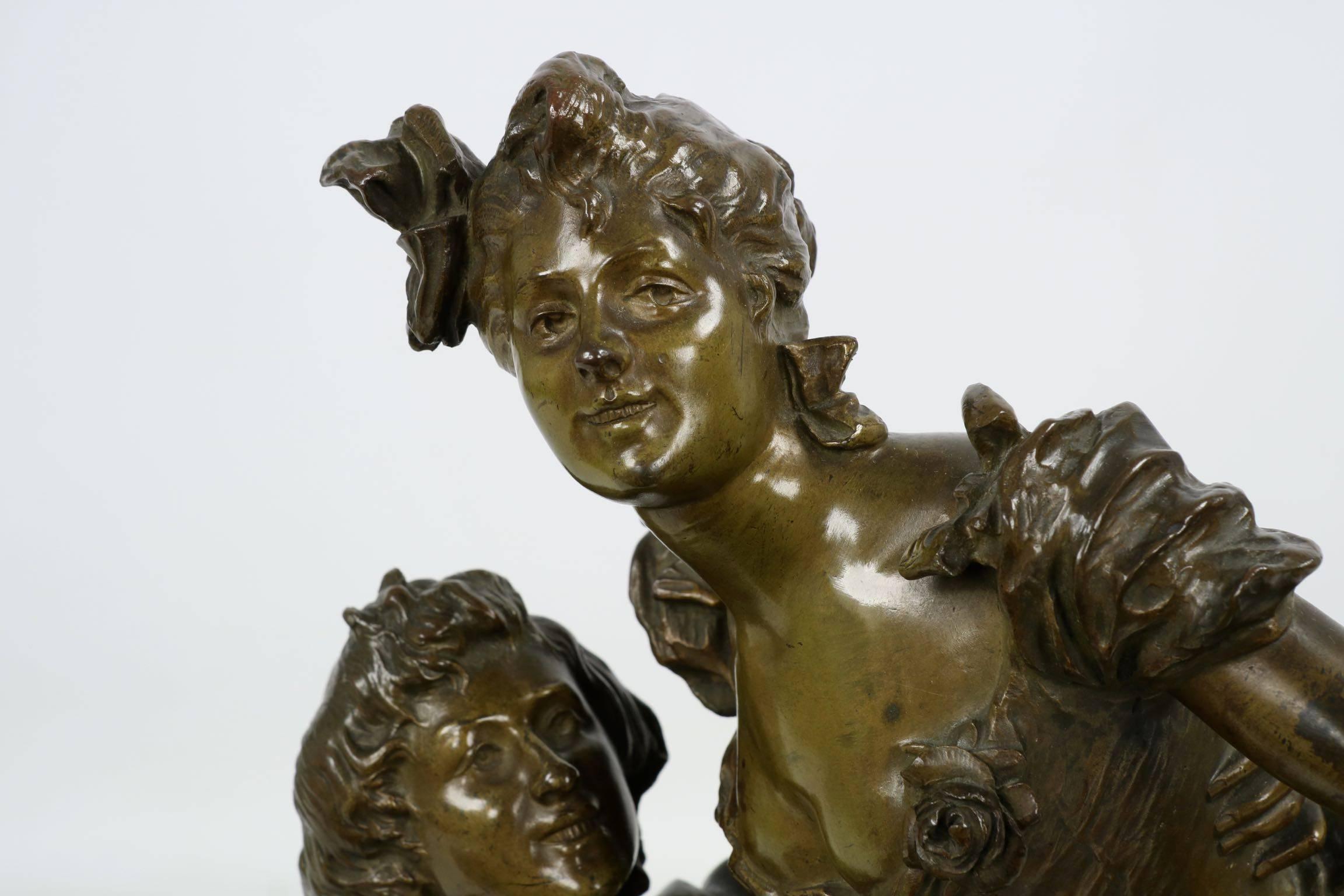 Tiffany & Co. French School Bronze Sculpture of Courting Couple, circa 1890-1910 3