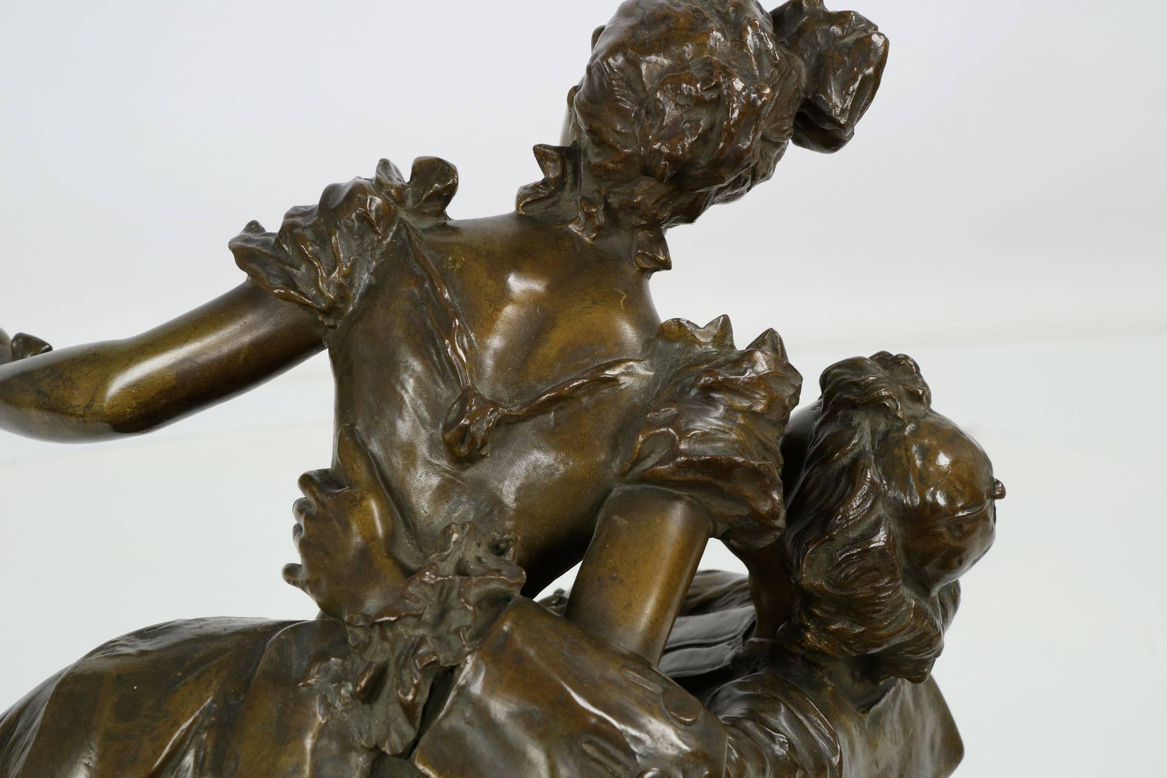 19th Century Tiffany & Co. French School Bronze Sculpture of Courting Couple, circa 1890-1910