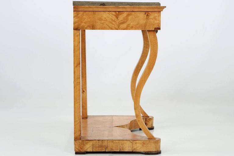 Fine Biedermeier Birch Pier Console Table, Germany or Austria, circa