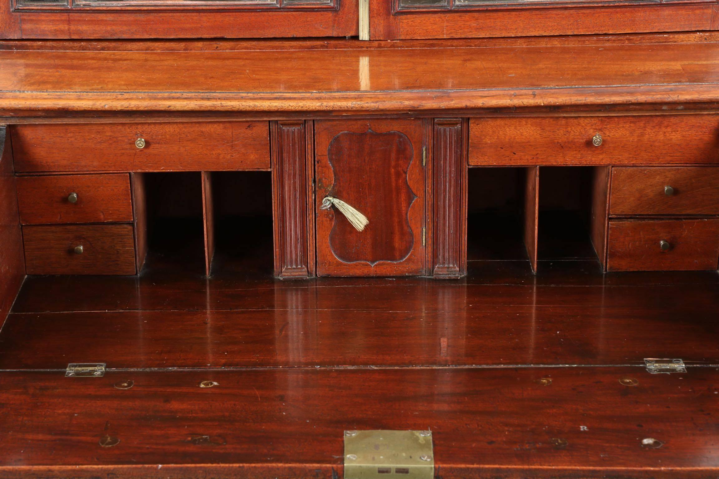 Elm Diminutive English George III Mahogany Secretary Desk with Bookcase, circa 1780