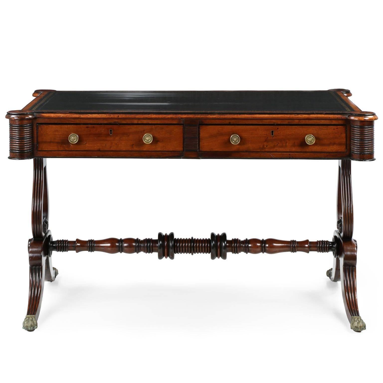 A remarkably striking piece, this fine English William IV writing desk has survived in simply stunning condition.  Entirely original with only the most minor of restorations to surfaces and structure, this particularly noteworthy in light of the