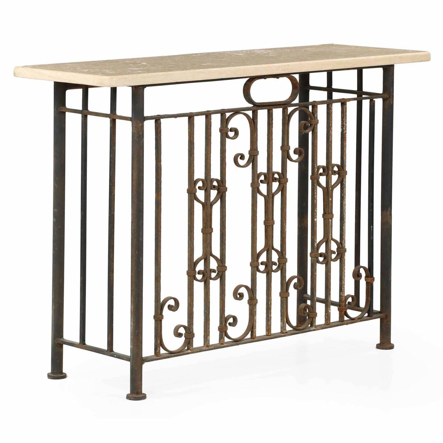 Wrought Iron Antique Console Table, Late 19th/Early 20th