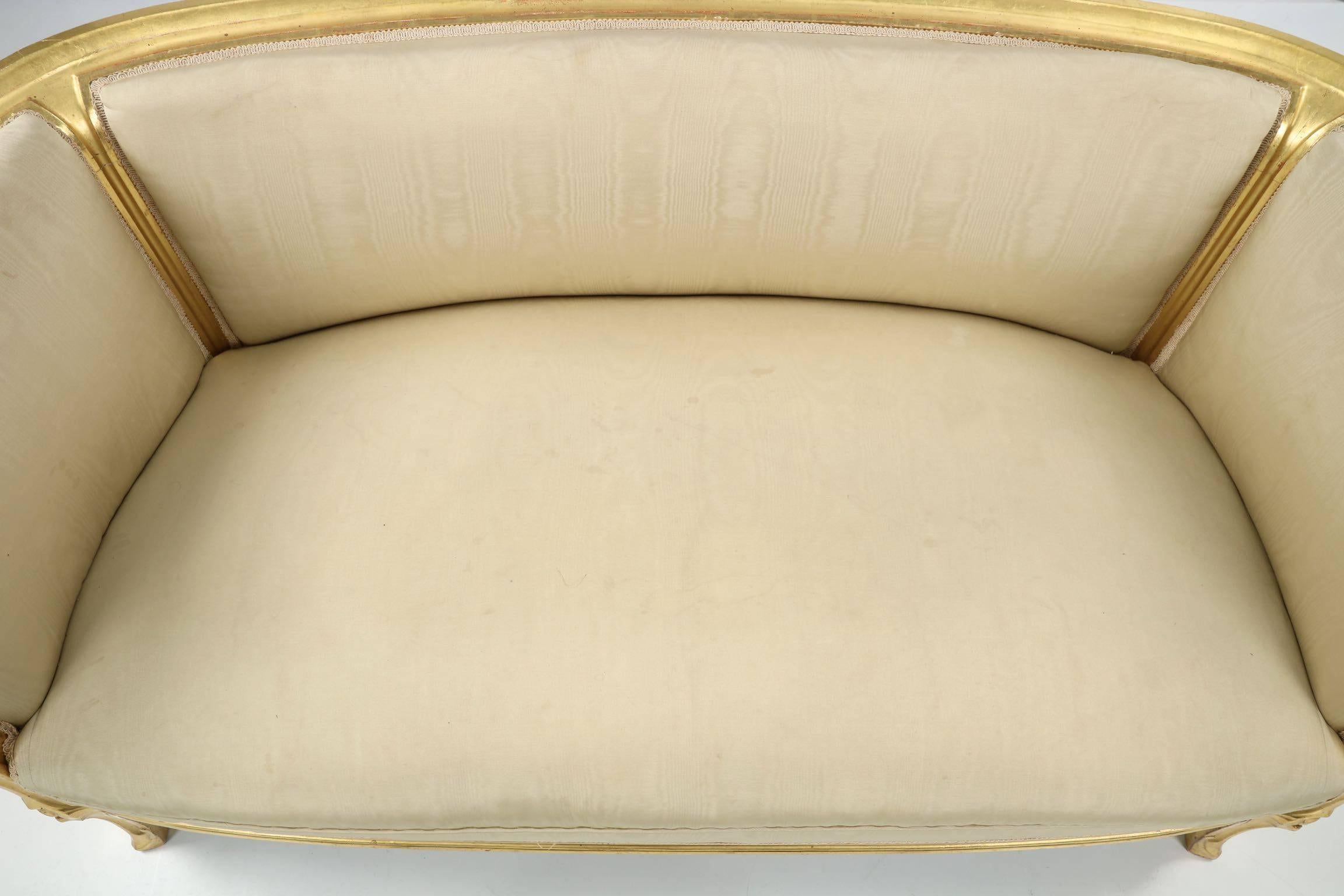 Beech French Art Nouveau Carved Giltwood Antique Canapé Sofa, circa 1900