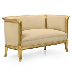 French Art Nouveau Carved Giltwood Antique Canapé Sofa, circa 1900