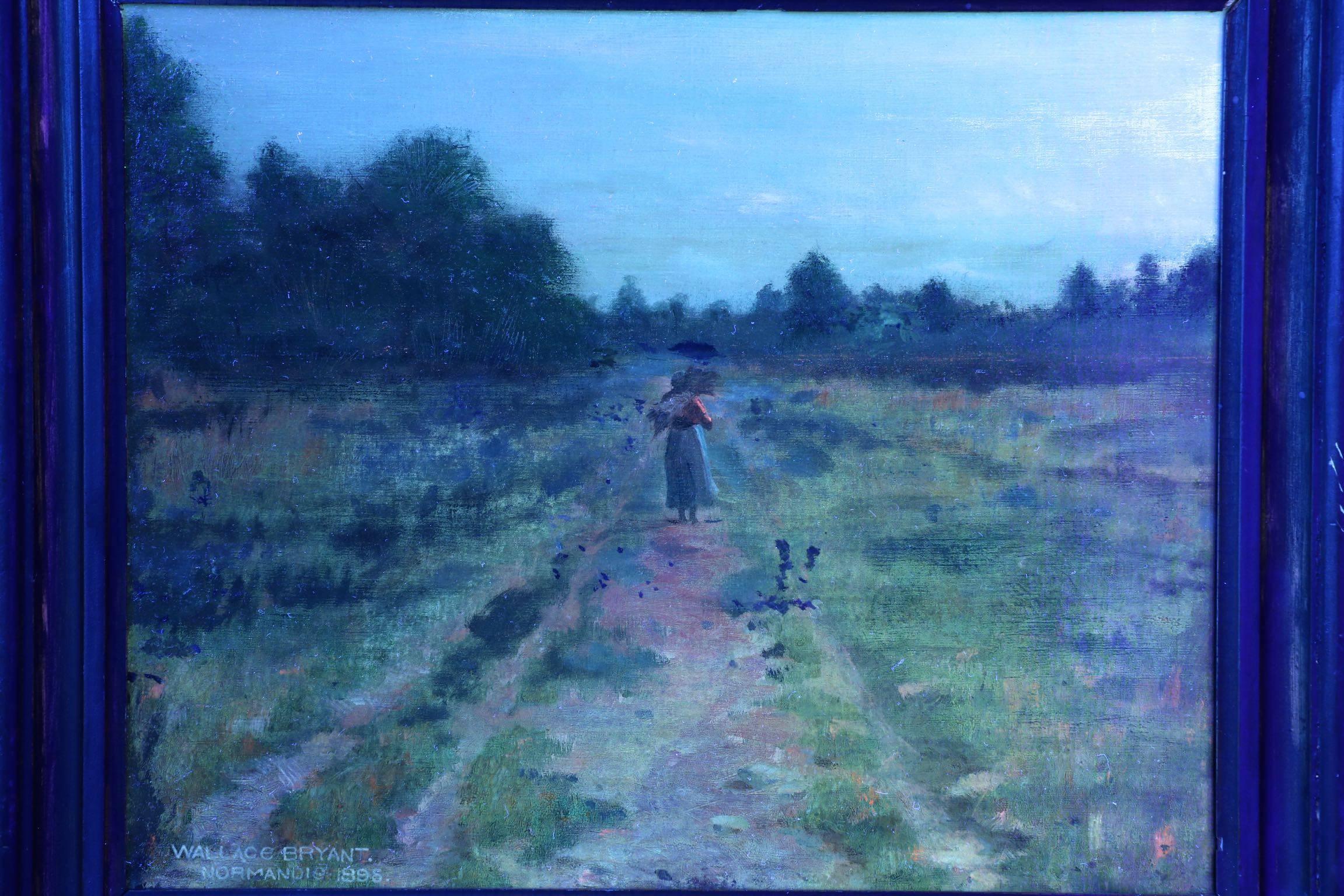 Wallace Bryant Antique Oil Painting of Figure on Path, circa 1895 3