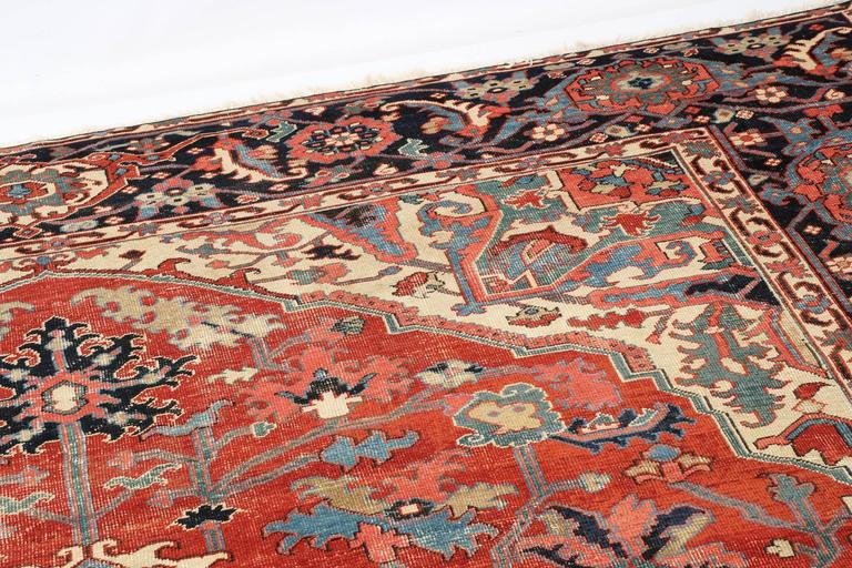 Fine Authentic Persian Antique Heriz Serapi Carpet Rug, circa 1910 at