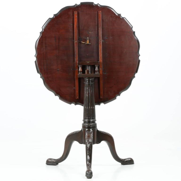 English III Mahogany Antique Pie Crust Tea Table, 18th Century