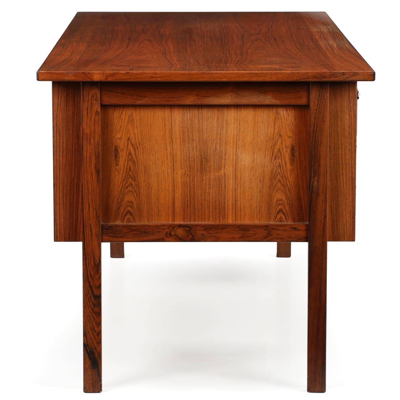 20th Century Danish Mid-Century Modern Rosewood Executive Desk with Hidden Compartment