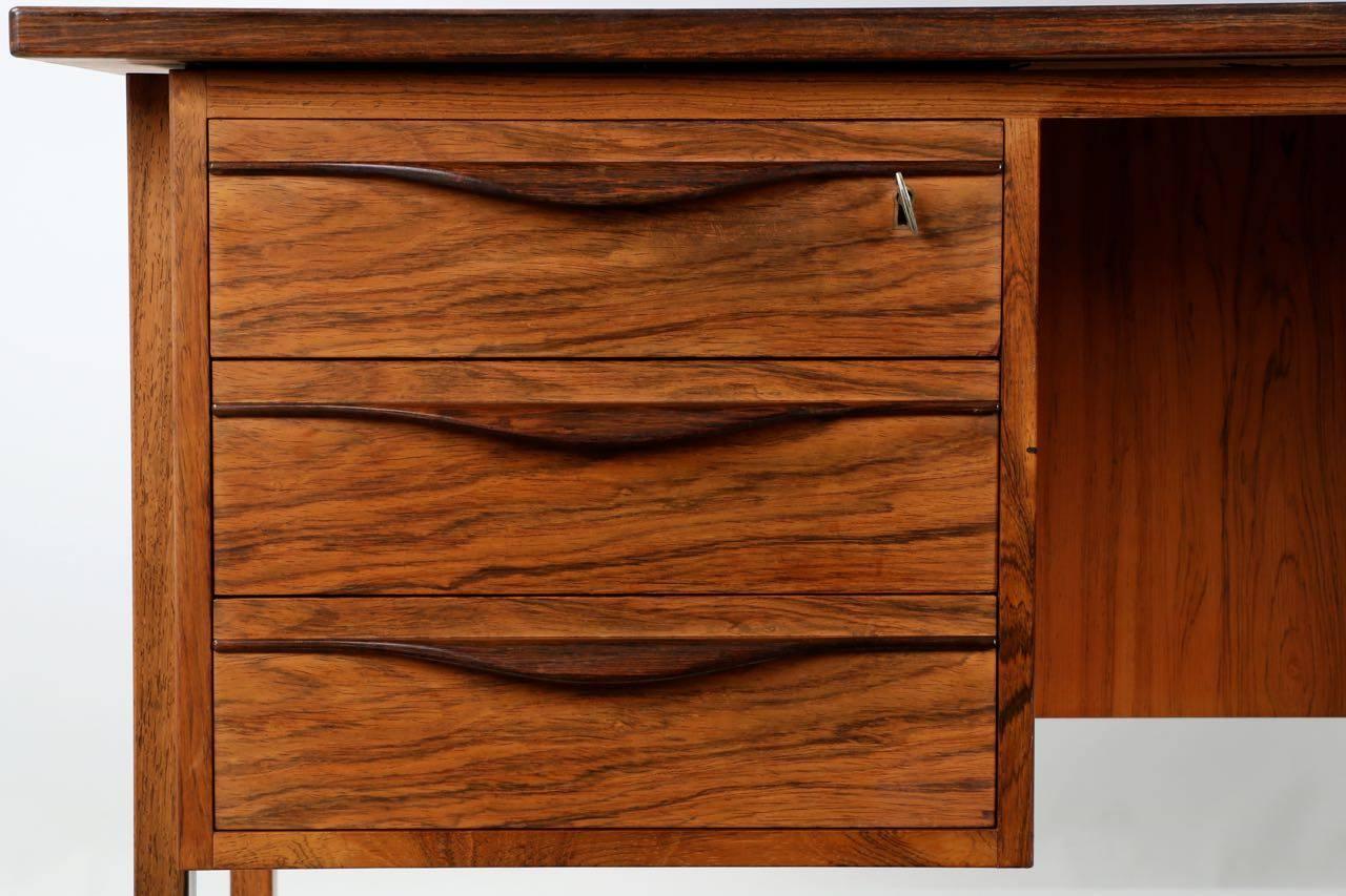 Danish Mid-Century Modern Rosewood Executive Desk with Hidden Compartment 1