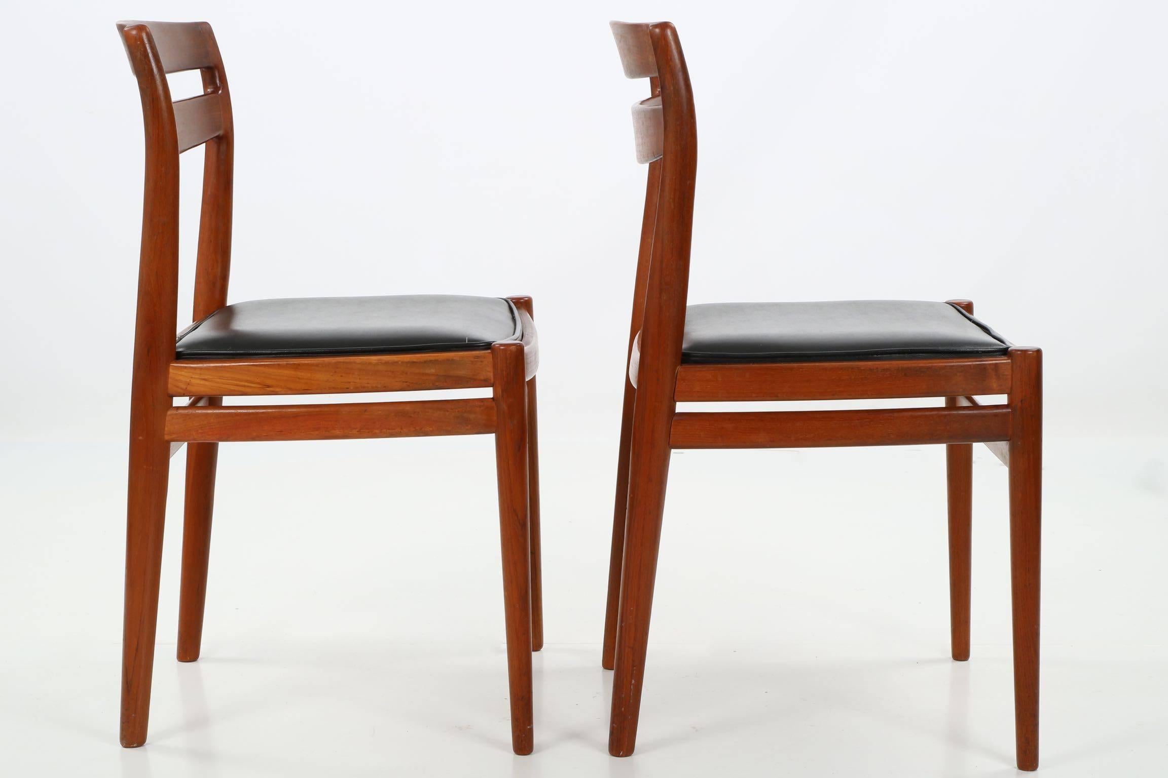 20th Century Four Danish Mid-Century Modern Teakwood Side Chairs, Retailed by Leo Spivak Inc.