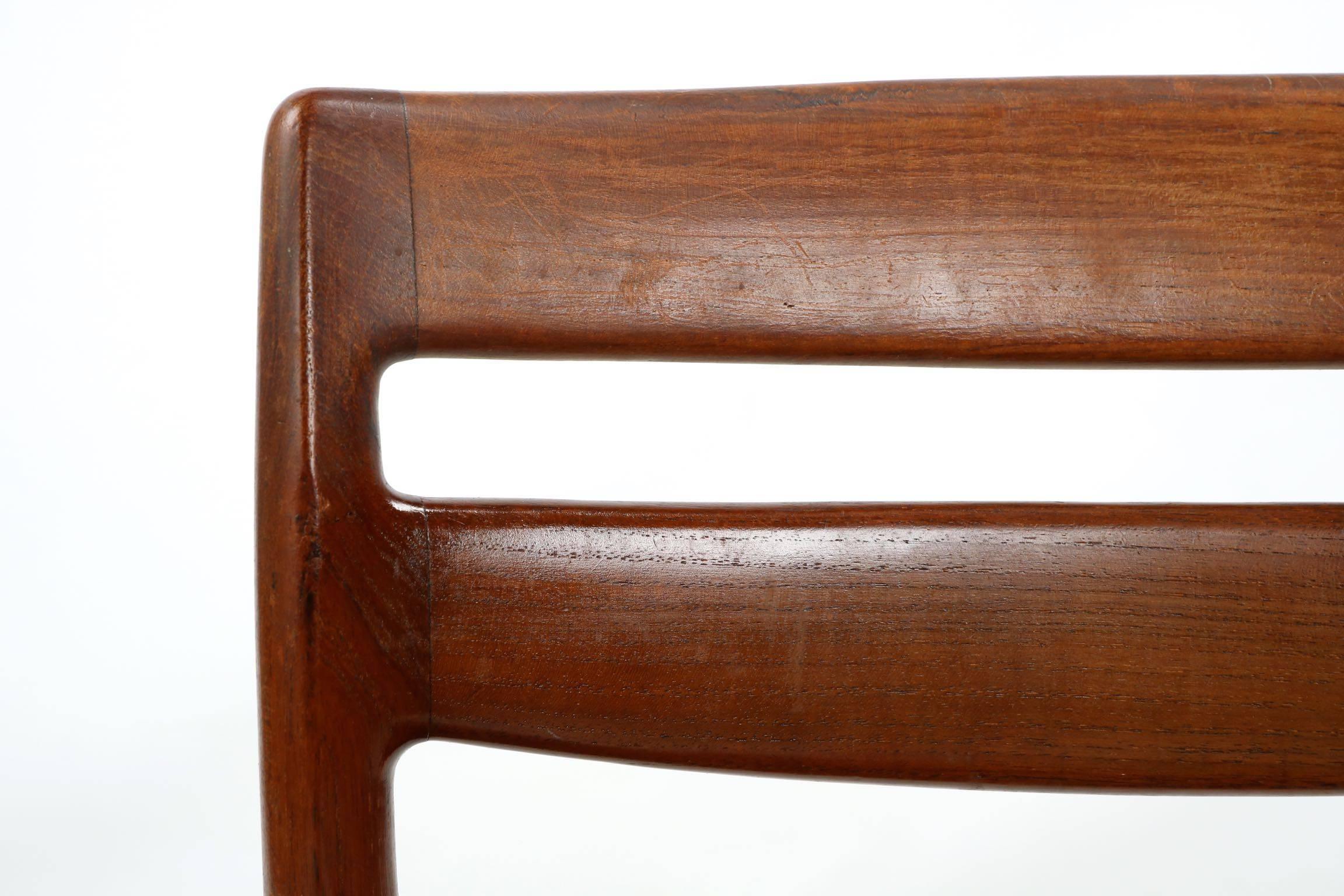 Four Danish Mid-Century Modern Teakwood Side Chairs, Retailed by Leo Spivak Inc. 2