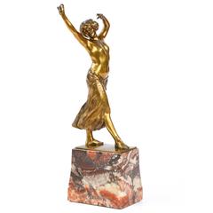 Antique Franz Peleschka Art Deco Bronze Sculpture of Dancer, circa 1915