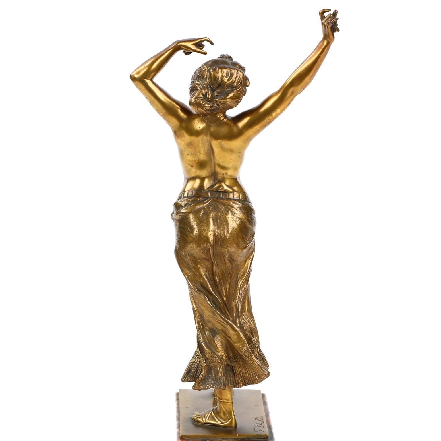 German Franz Peleschka Art Deco Bronze Sculpture of Dancer, circa 1915
