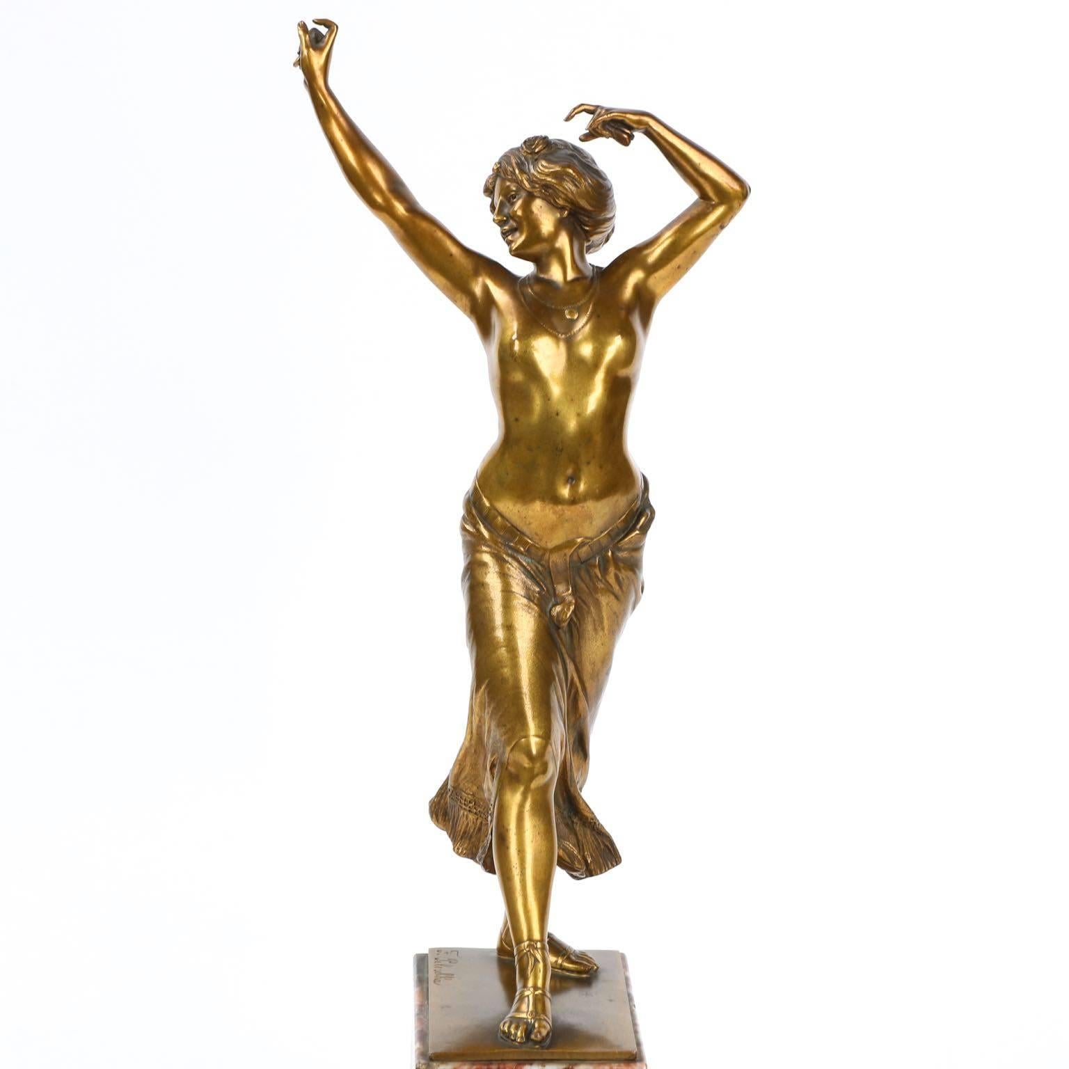 Early 20th Century Franz Peleschka Art Deco Bronze Sculpture of Dancer, circa 1915