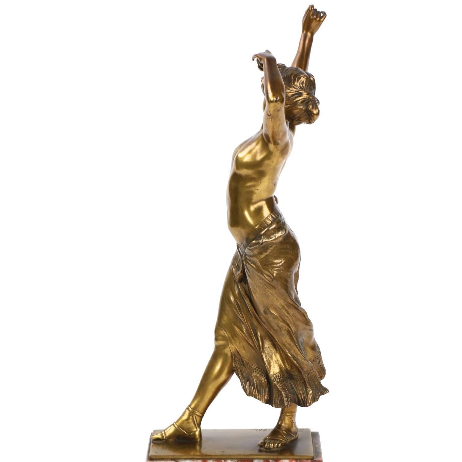 Franz Peleschka Art Deco Bronze Sculpture of Dancer, circa 1915 In Excellent Condition In Shippensburg, PA
