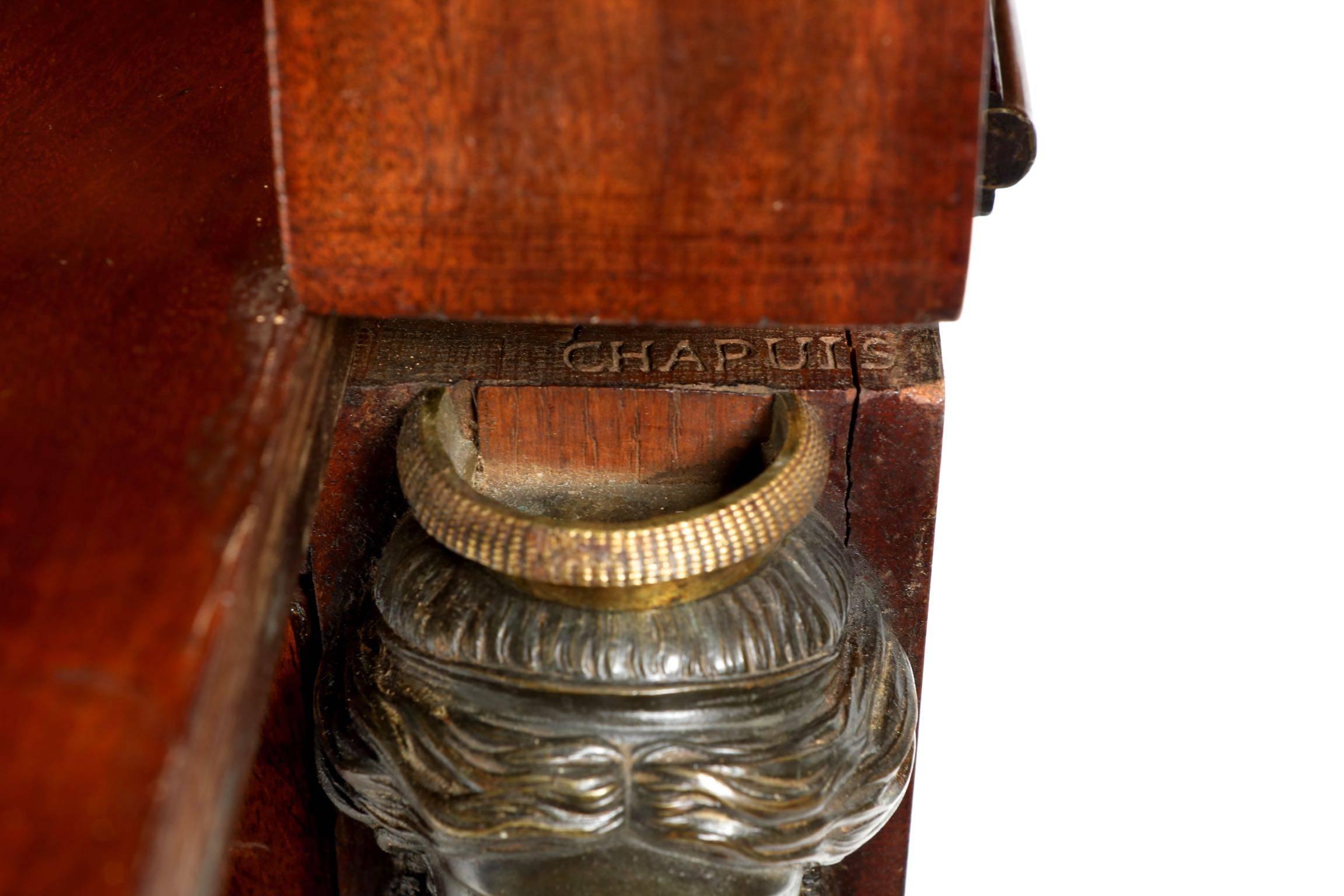 Brass Empire Mahogany Secretary Desk by Jean-Joseph Chapuis in Egyptian Taste