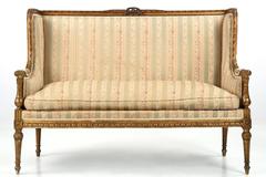 Three-Piece Parlor Suite of Settee with Two Armchairs in Louis XVI Style
