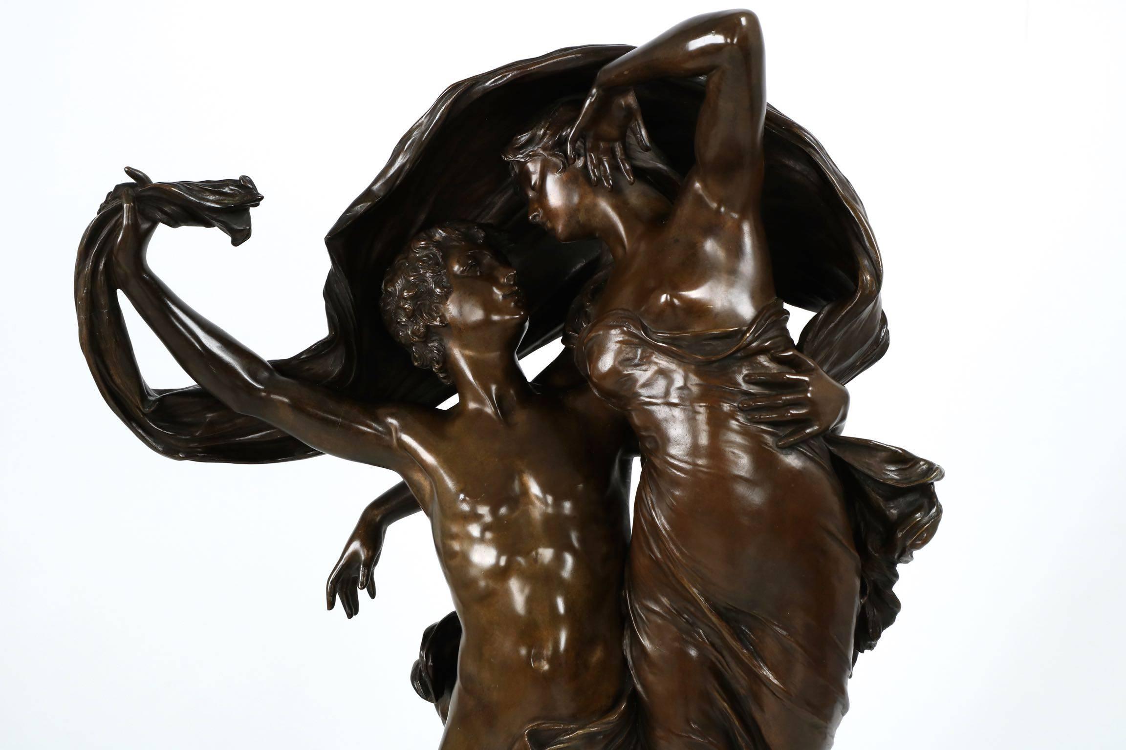 French Eugéne Marioton Bronze Group Sculpture of 
