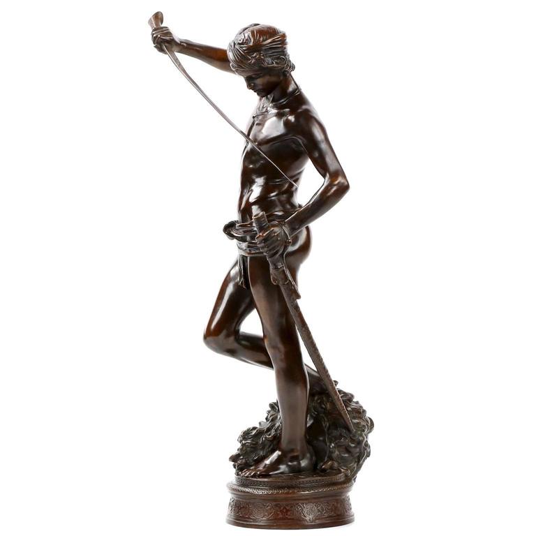 Antonin Mercie French Bronze Sculpture of David Vainqueur, Barbedienne at 1stDibs antonin