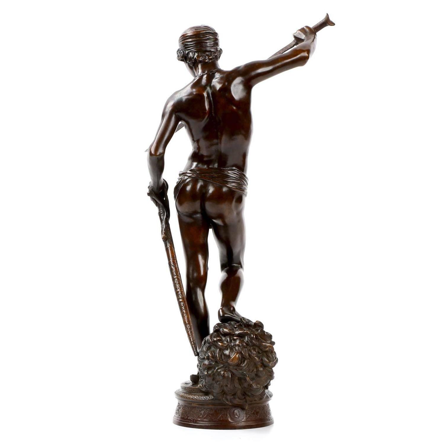Antonin Mercie French Bronze Sculpture of David Vainqueur, Barbedienne