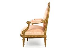 Exquisitely Carved French Louis XVI Giltwood Settee Canape, circa 1900