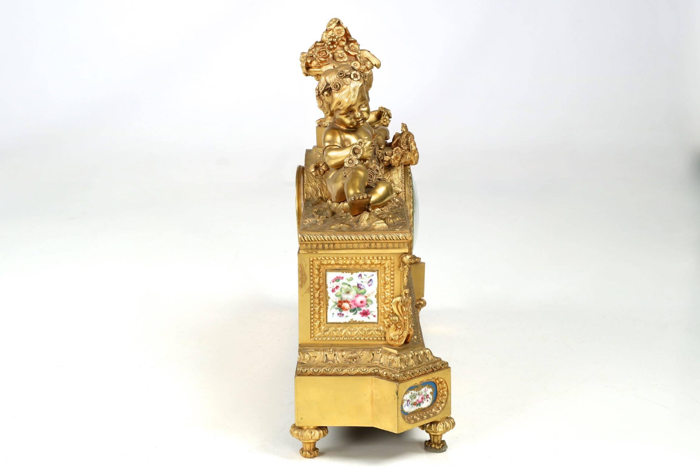 Exceptional French Gilt Bronze Mantel Clock, Henri Picard, circa 1880 In Excellent Condition In Shippensburg, PA