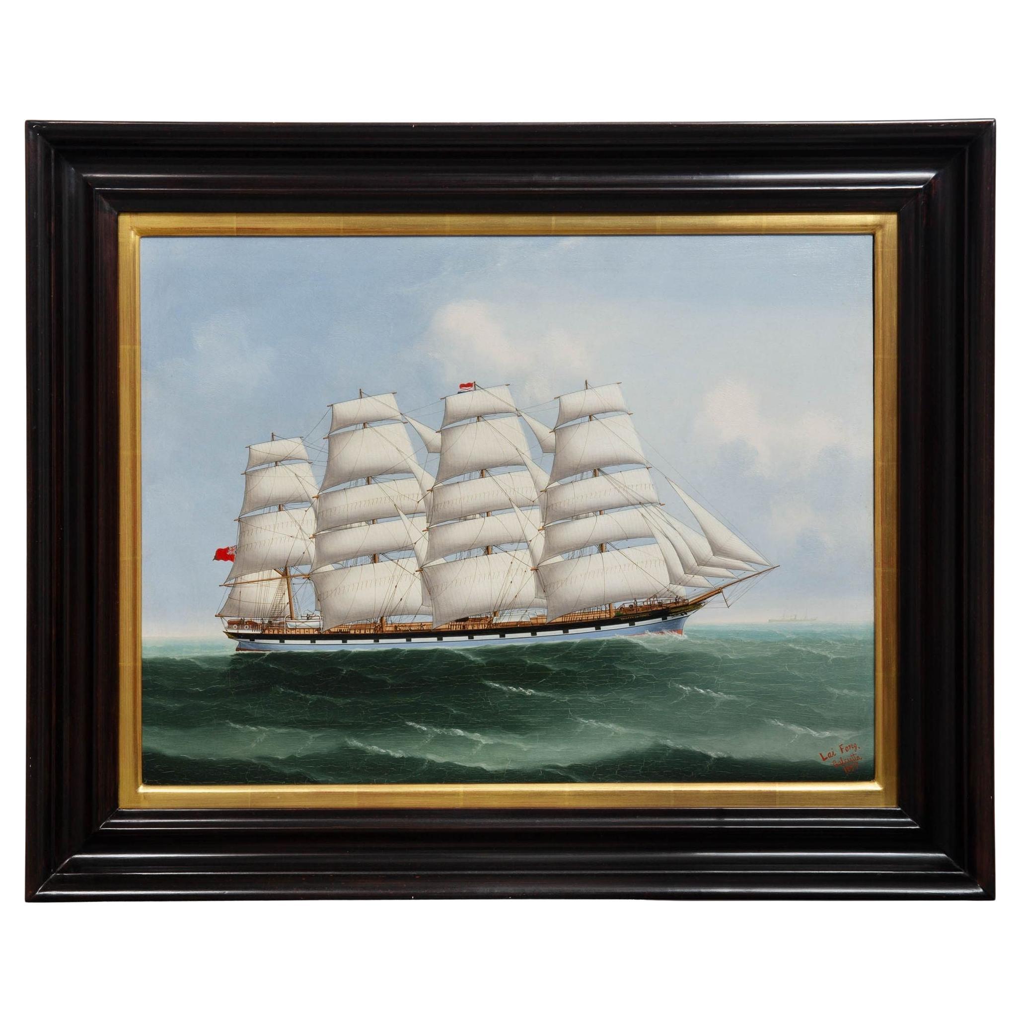 China Trade Paesaggio marino della nave "County of Caithness" (1897) di Lai Fong