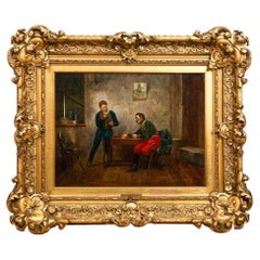 French Military Painting Soldiers Playing Cards by Jean Berne-Bellecour