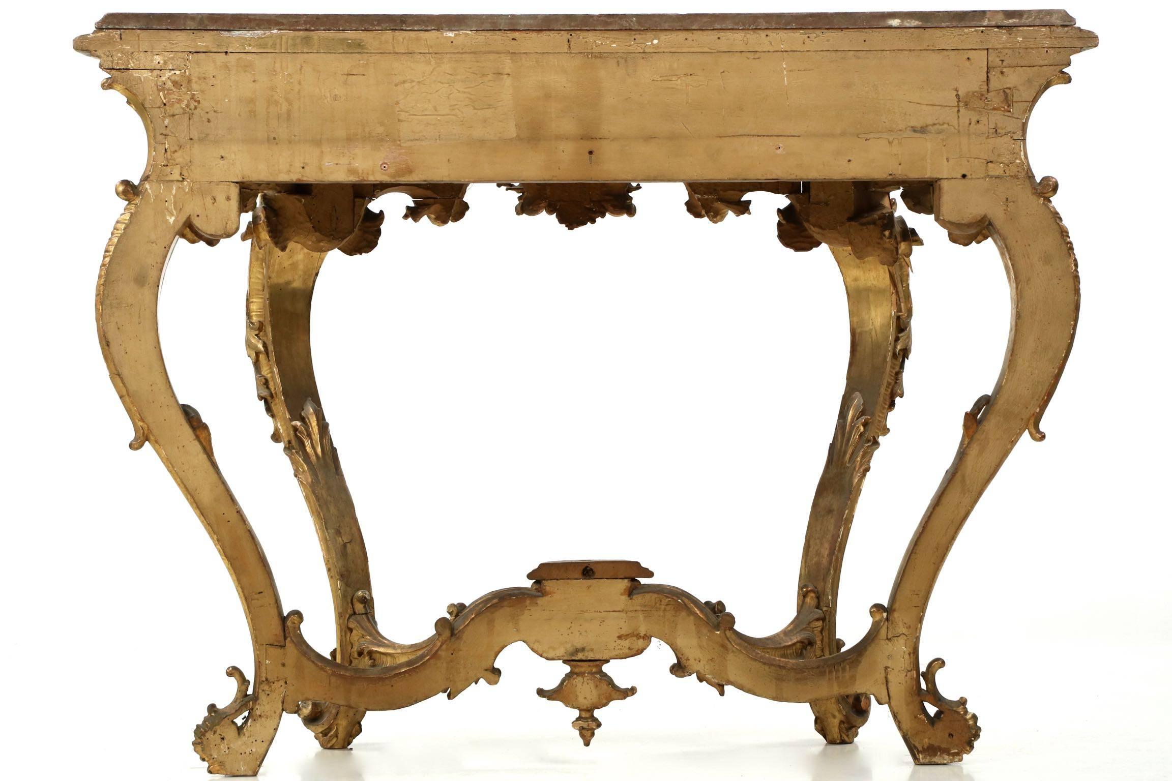 Carved Giltwood Red Marble-Top Console Table in Louis XV Taste, 19th Century In Good Condition In Shippensburg, PA