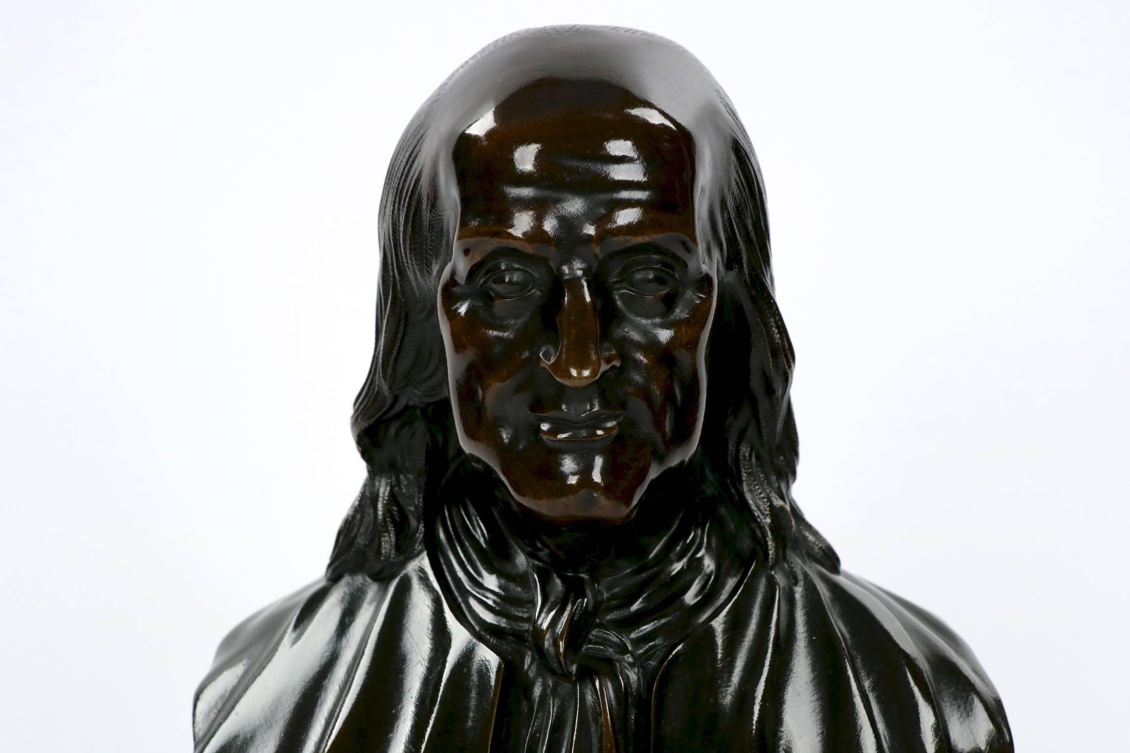 French Patinated Bronze Sculpture of Benjamin Franklin, 19th Century 2