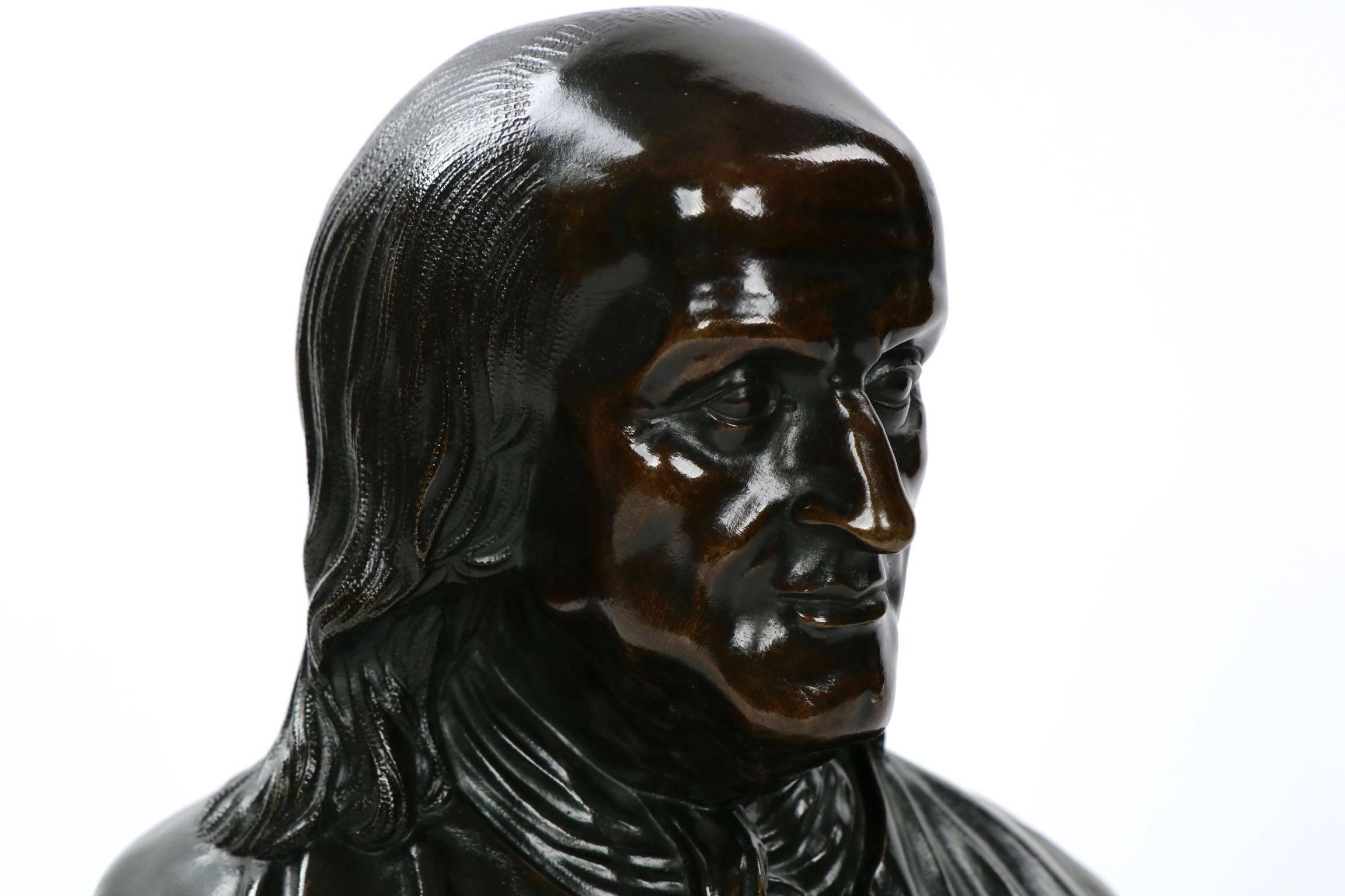 French Patinated Bronze Sculpture of Benjamin Franklin, 19th Century 5