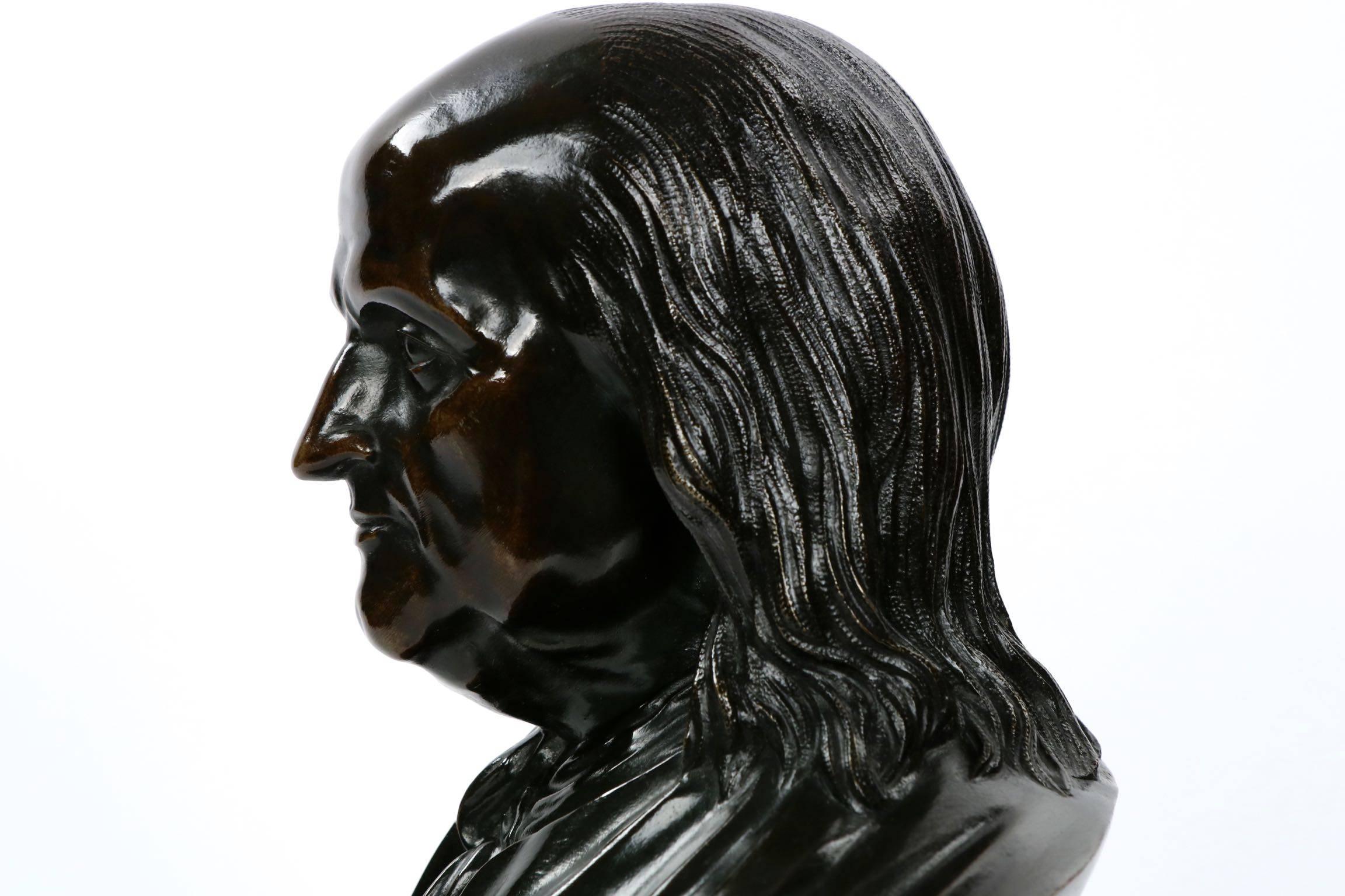 French Patinated Bronze Sculpture of Benjamin Franklin, 19th Century 4