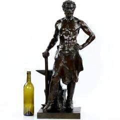 Alfred Boucher Antique Bronze Sculpture L'forgeron by Siot