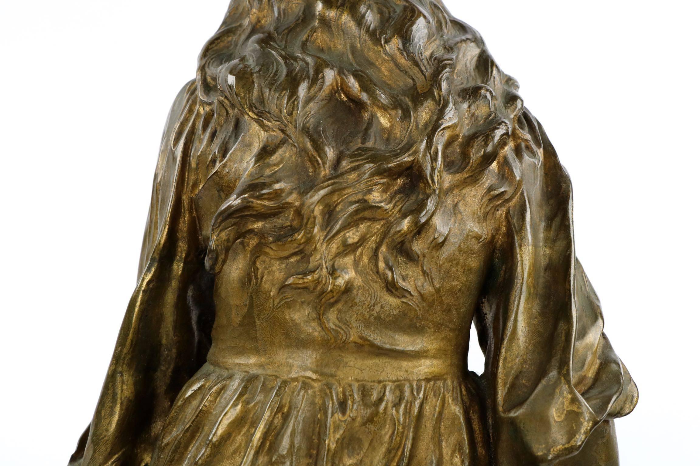 19th Century Paul Mengin (French, 1853-1937) Gilded Bronze Sculpture of Mignon by Susse