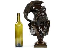 Bella coppia di busti scultorei in bronzo francese, Aiace 'Menelao' e Filopemio