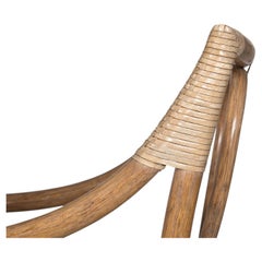 Set of Five Cerused Rattan Dining Chairs with Bamboo Table by McGuire