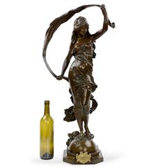 Large Bronze Sculpture of L'Aurore After Model by Auguste Moreau, circa 1900