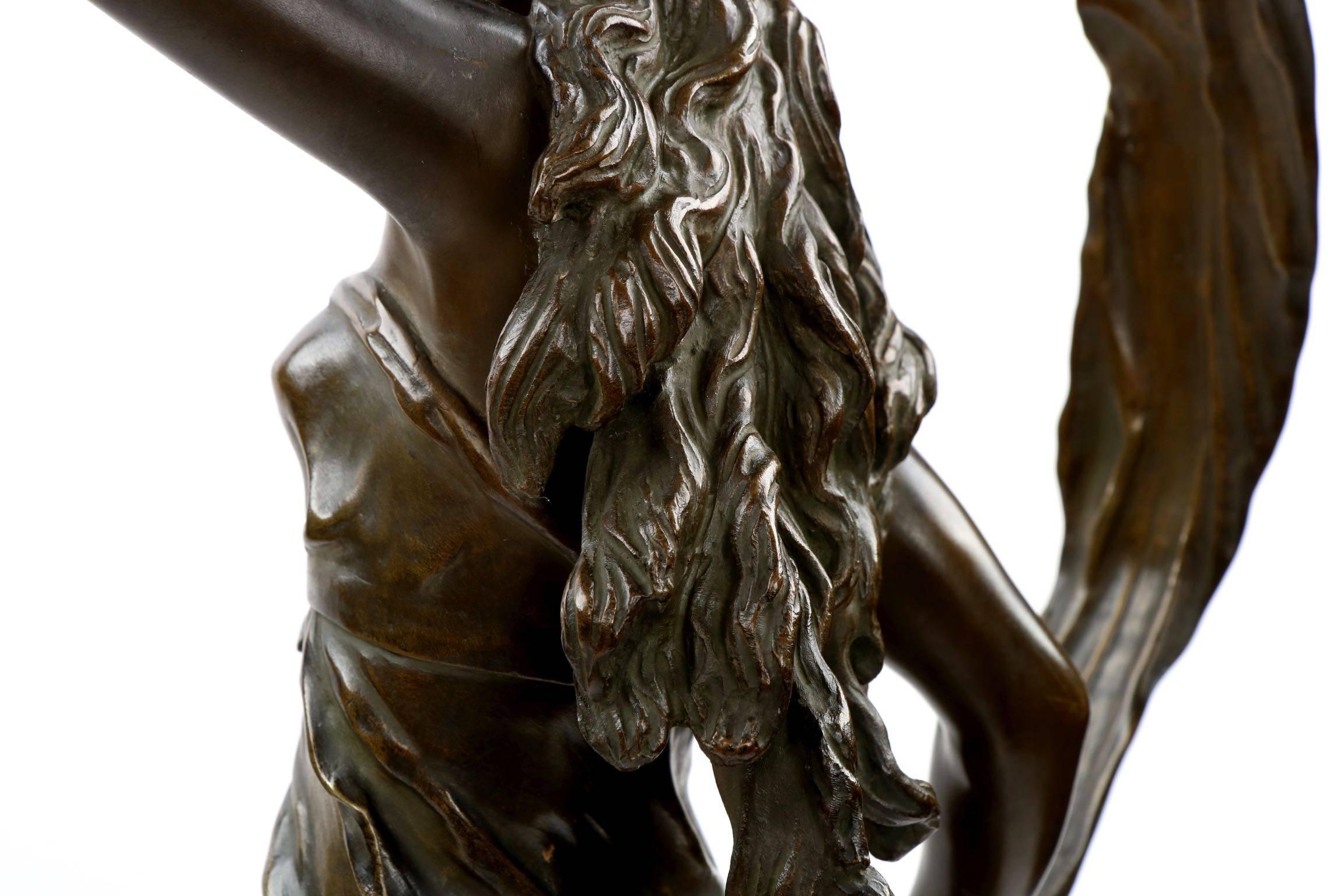 French Large Bronze Sculpture of L'Aurore After Model by Auguste Moreau, circa 1900