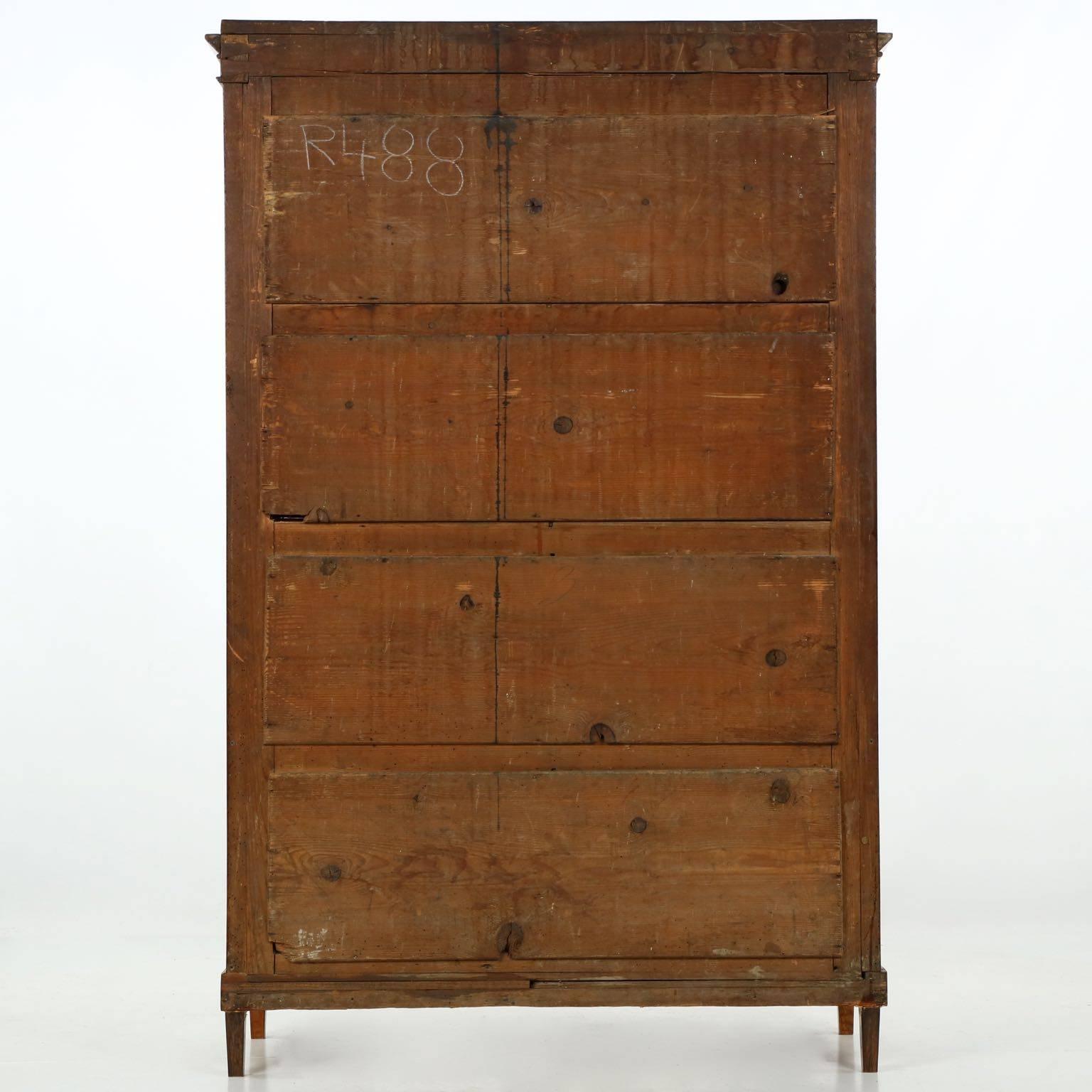 Veneer Exceptional Biedermeier Olivewood Glazed Pane Vitrine Bookcase Cabinet