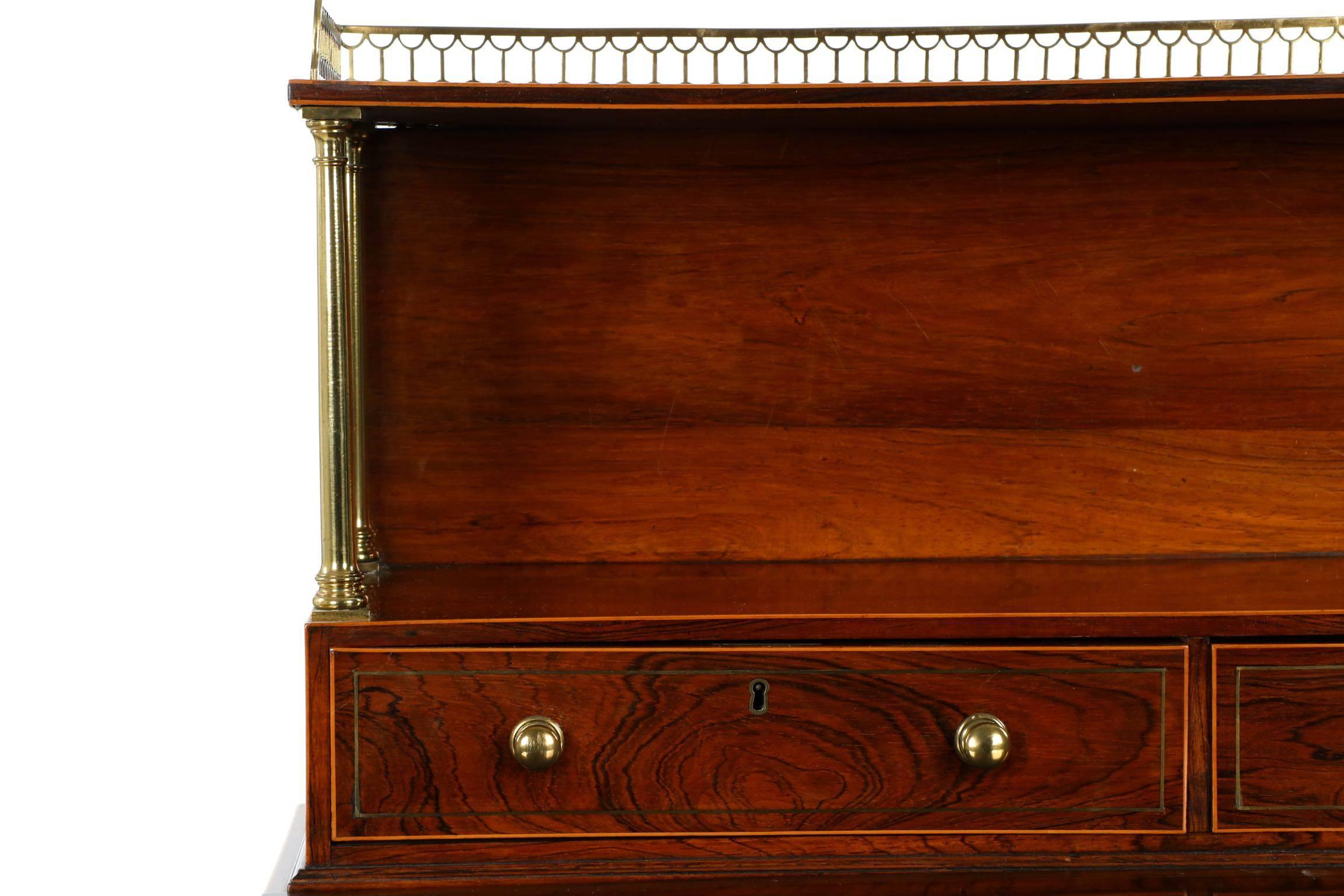Regency Rosewood Bonheur du Jour Antique Writing Desk, English circa 1820 4