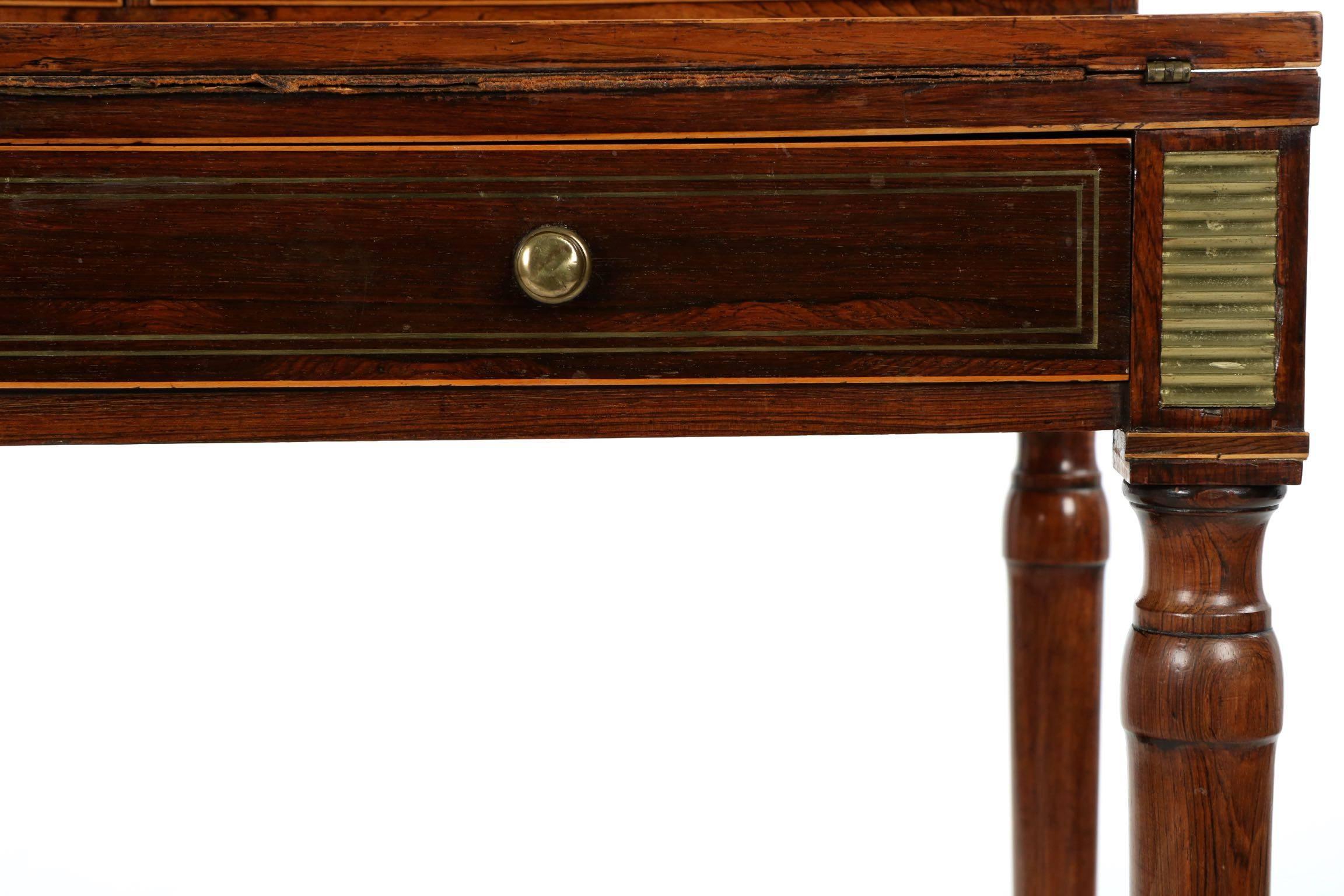 Regency Rosewood Bonheur du Jour Antique Writing Desk, English circa 1820 8