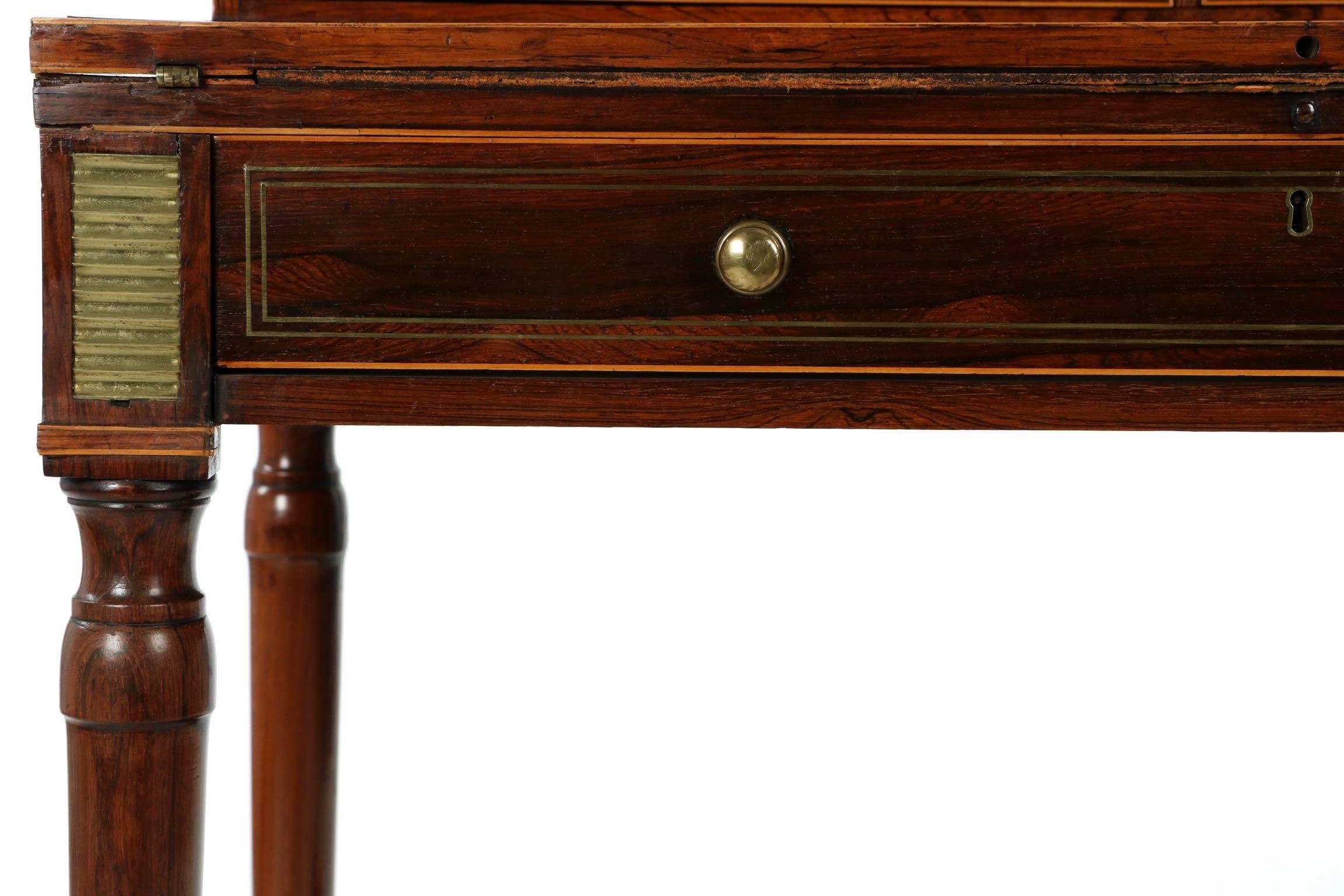 Regency Rosewood Bonheur du Jour Antique Writing Desk, English circa 1820 7