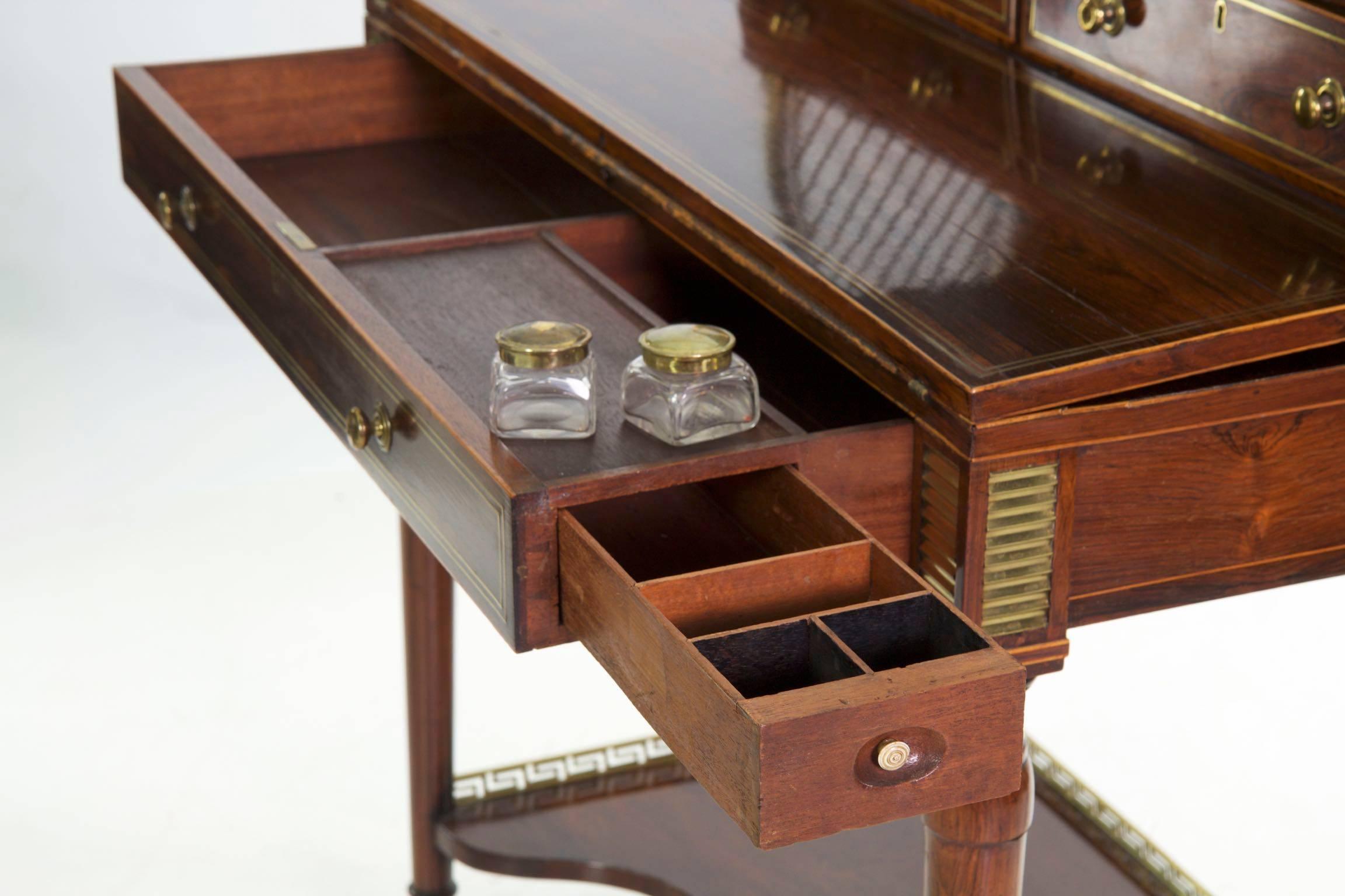 Regency Rosewood Bonheur du Jour Antique Writing Desk, English circa 1820 9